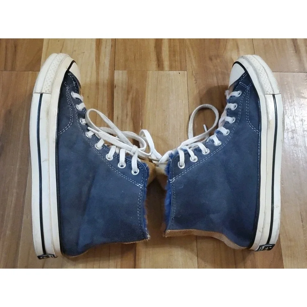 Converse Chuck 70 High Suede Fur Size W 10.5 M 8.5 Navy Blue Pink 166319C